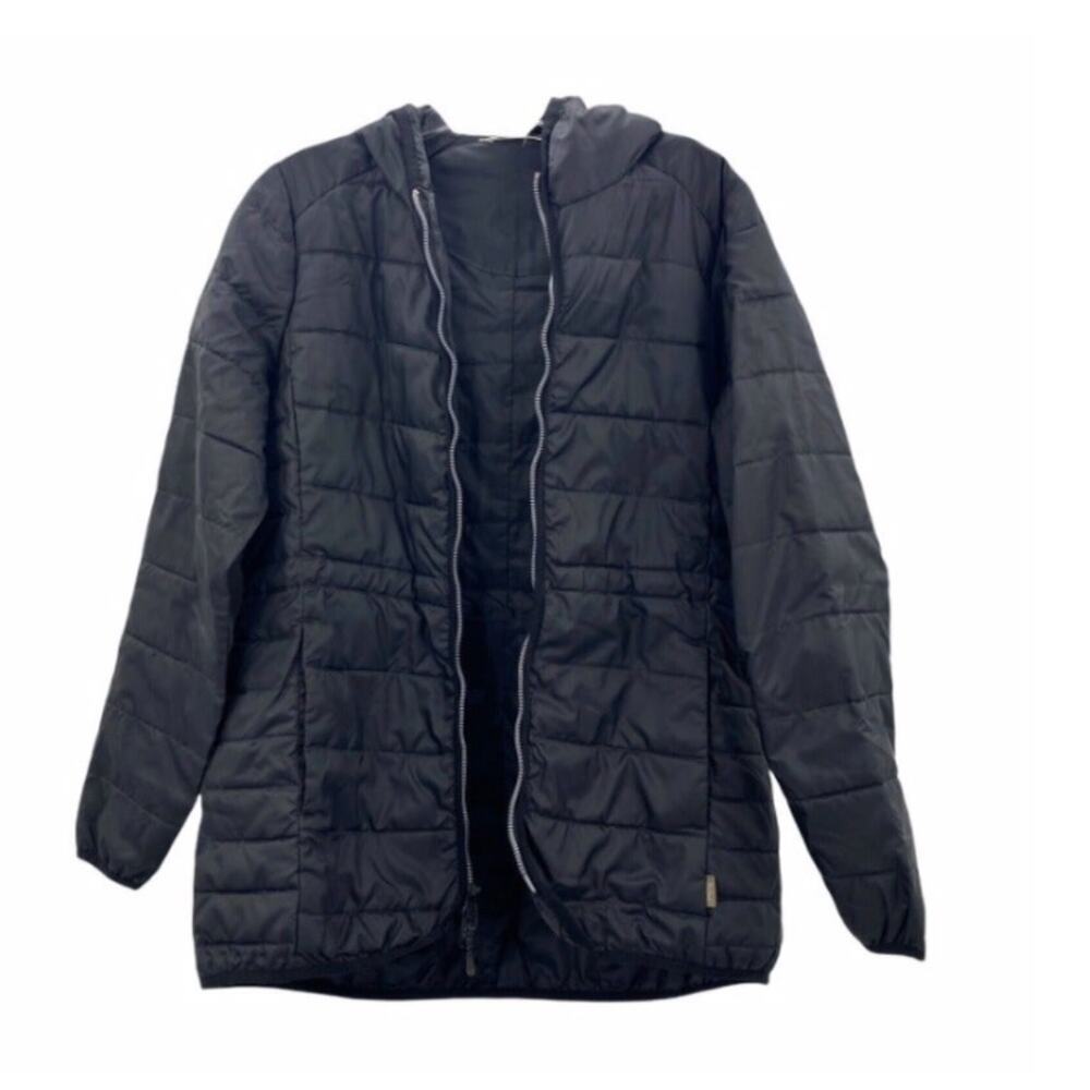 Woolrich Women's Quilted Jacket Black Lightweight Wool-Loft w/ Hood-Size-Medium - Picture 3 of 7